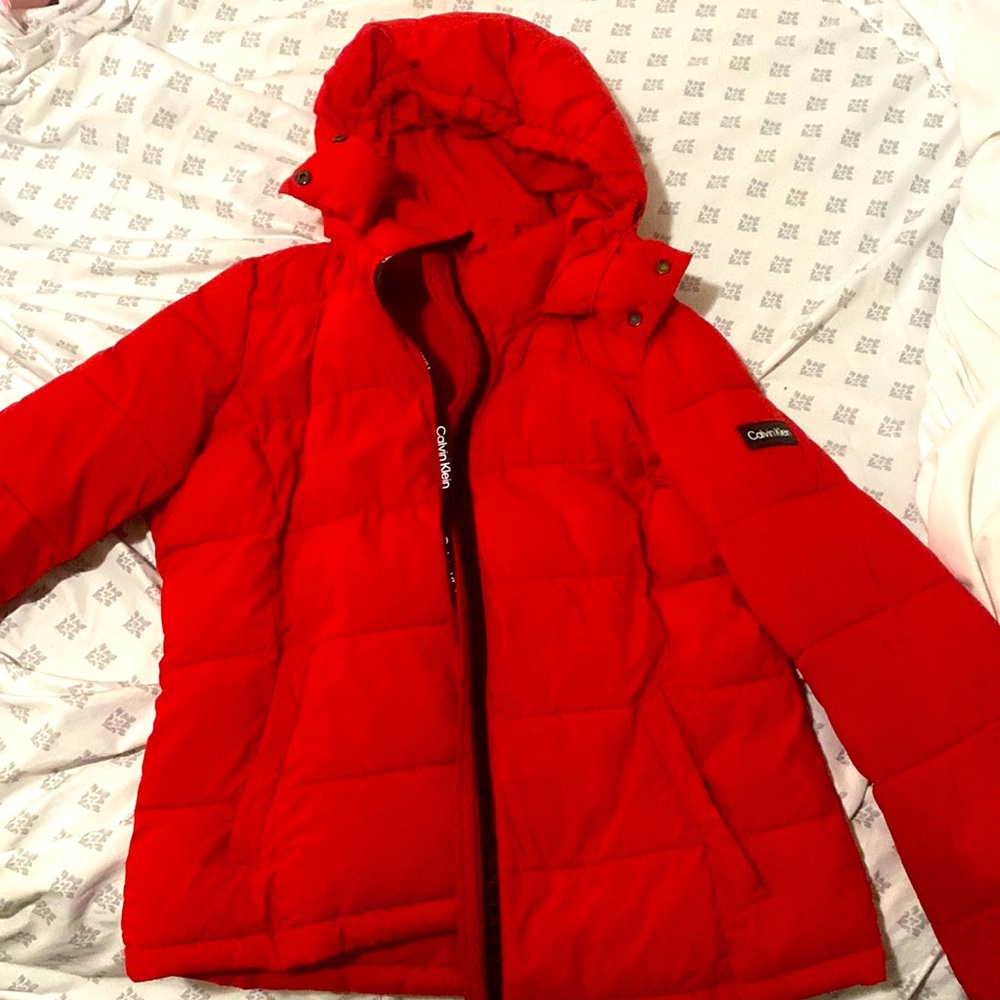 Calvin Klein red puffer jacket